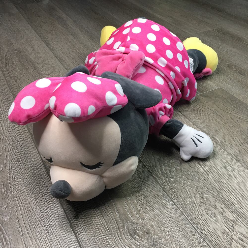 Disney Minnie Mouse Cuddleez Plush Stuffed Pink Polka Dot Dress Sleeping Toy